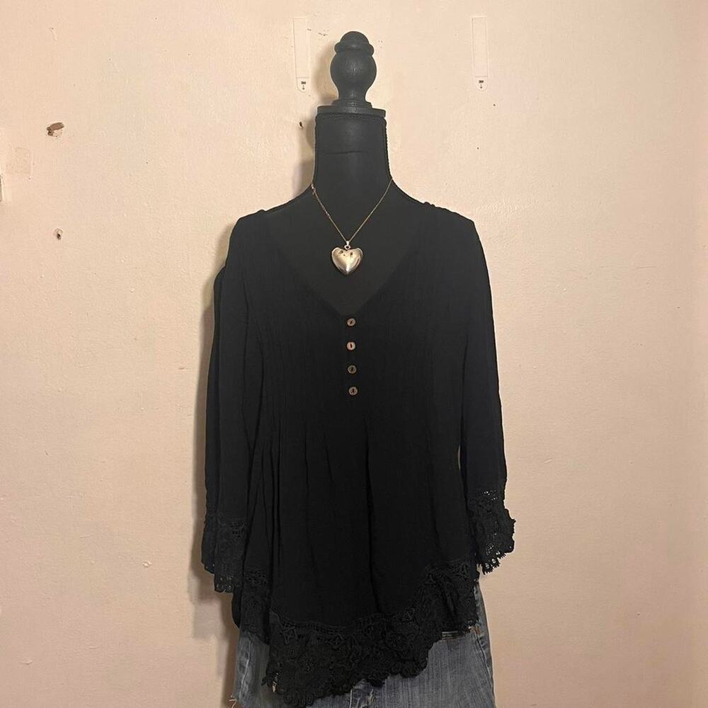 Goth venus black flowy blouse